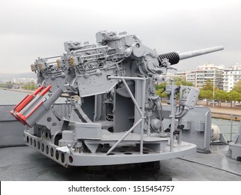 Twin, 3 Inch, Anti Aircraft Guns, Of A Fletcher Class, World War II, Destroyer