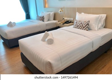 Twin Bed At Hotel Deluxe Room