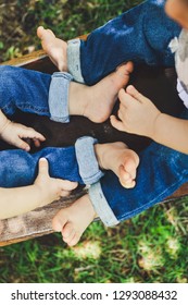 Twin Brother Babies Playing With Feet