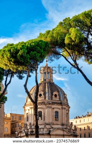 The twin domes of S. Maria di Loreto and SS. Nome di Maria, Rome Italy