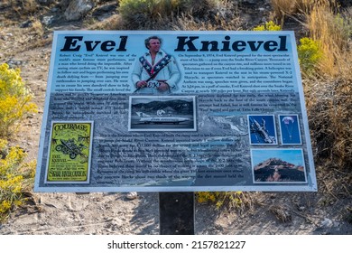 Twin Falls, ID, USA - Sept 12, 2021: Evel Knievel Signboard