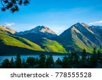 Twin Peaks at Mount Elbert the Tallest Peak in Colorado and the High Altitude Gorgeous Twin Lake down below. A Summer Landscape high in the Rocky Mountains of Colorado near Aspen in the Sawach Range