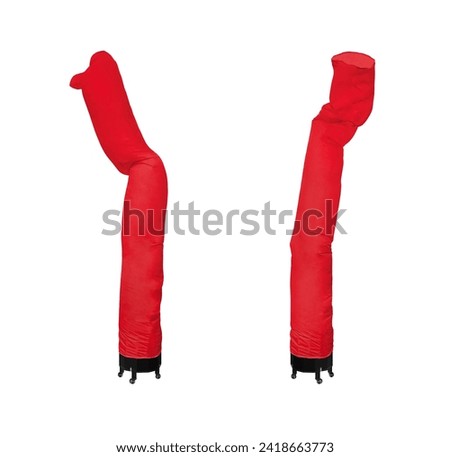 Twin red sky tubes, Dancing inflatable tube isolated on white background