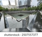 Twin tower memorial pool reflecting 