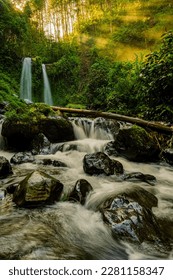 Twin Waterfall in Central Java: Grenjengan Kembar. A landscape tour destination. - Shutterstock ID 2281158347