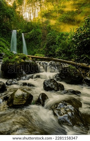 Twin Waterfall in Central Java: Grenjengan Kembar. A landscape tour destination.