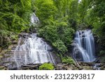 Twin waterfalls in Northern Georgia