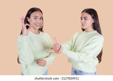 Twin Women, Deaf Dumb Gestures Sign Language Mask