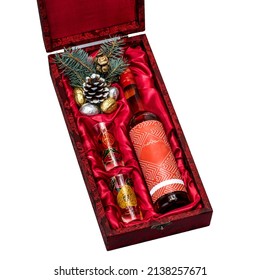 Twine Box: A Single Bottle Of Red Wine White Background.