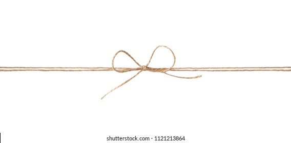 Twine Rope Ribbon With Bow Isolated.Packing String.