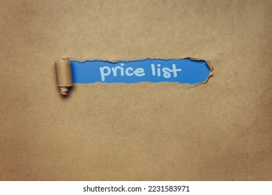 A twisted piece of paper. Handwritten text on a blue background. Price list. Torn paper. Illustration.