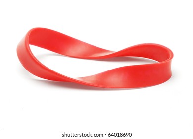 Twisted Red Rubber Wrist Band On White Background