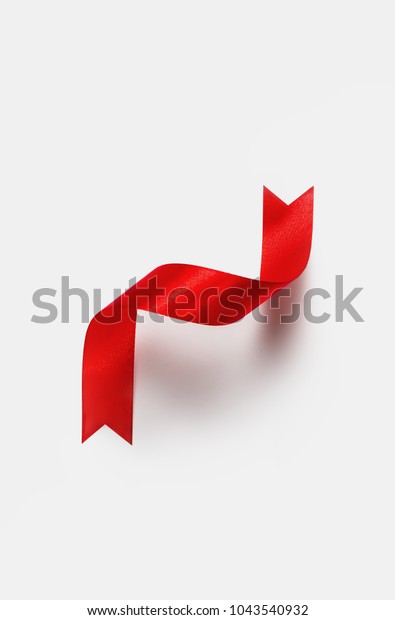 Twisted Satin red ribbon Z shape divided\
banner on white\
background