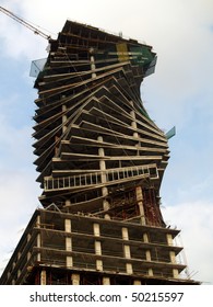 Twisted Sky Scraper Under Construction In Latin America.  This Height Of This Now Completed Building Is 210 M