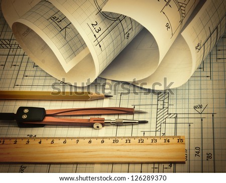 twisted technical drawing and tools