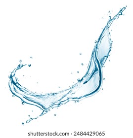 Twisted water splash isolated on white background