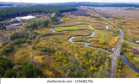the twisting river from height
