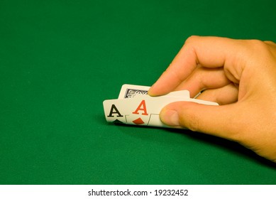 Two aces on pre-flop in poker casino