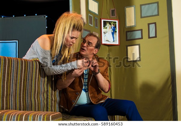 Two Actors Woman Long Blonde Hair Stock Photo Edit Now 589160453