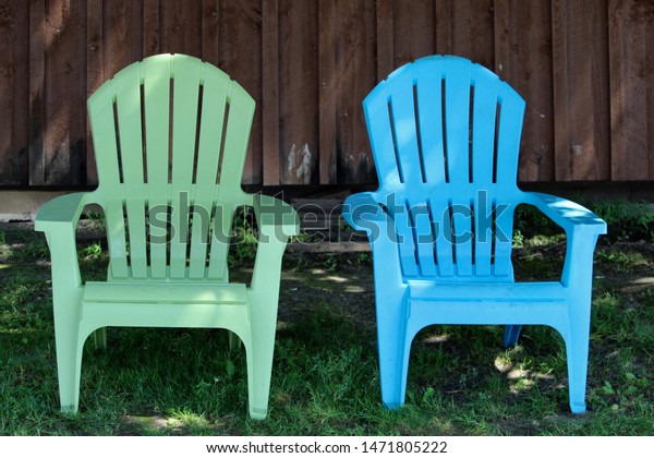 Two Adirondack Chairs Shade On Grass Stock Photo Edit Now 1471805222