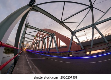 Two Adjoining Bridges Built Across The Bengawan Solo River In Gresik