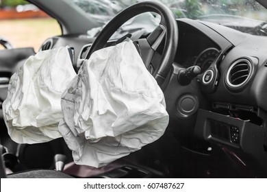 two airbag exploded at a car accident,Car Crash air bag - Shutterstock ID 607487627