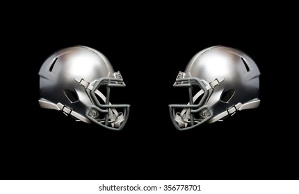Two American Football Helmet Isolated On Black Background