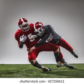 The Two American Football Players In Action