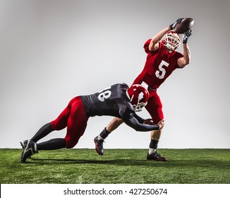 The Two American Football Players In Action