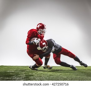 The Two American Football Players In Action