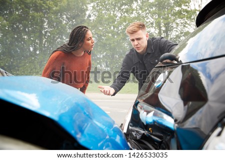 Two Angry Motorists Arguing Over Responsibility For Car Accident Сток-фото © 