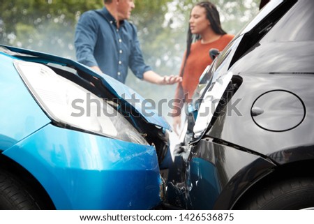 Two Angry Motorists Arguing Over Responsibility For Car Accident Сток-фото © 