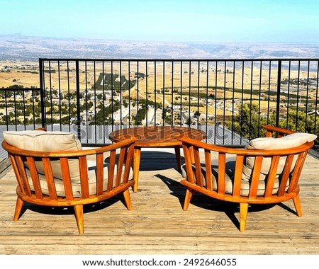 Two armchairs facing the view of the Upper Galilee