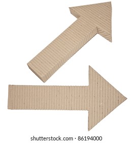 Two Arrows Made Of Corrugated Cardboard Directed To The Right