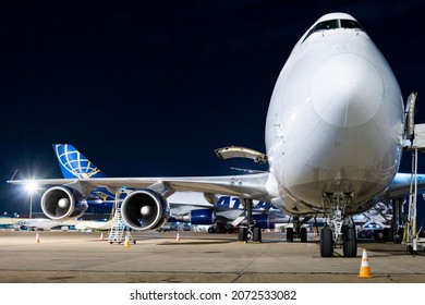 Two Atlas Air Boeing 747 At Night Viracopos Campinas Airport, Sao Paulo, Brasil 2021