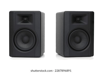 Two audio monitors isolated on white background