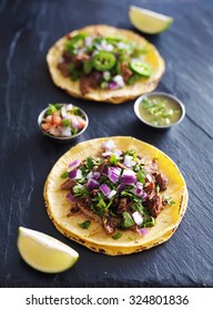 Two Authentic Mexican Street Tacos With Barbacoa Beef