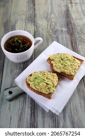 Two Avocado Toast And Lemon Thyme Tea