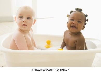 Two Babies In Bubble Bath