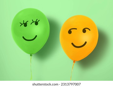 Two balloons, stylish couple in love. Minimal concept - Powered by Shutterstock