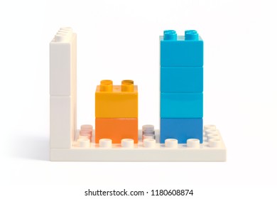 Two Bars Chart Made From Colorful Building Blocks Toys