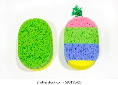 Two Bath Sponge Isolated On White Stock Photo 588131420 | Shutterstock
