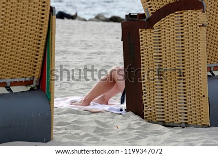 Two beach chairs on the Beach at the Baltic sea spa Zingst, peninsula Fischland-Darss-Zingst, Mecklenburg-West Pomerania, Germany