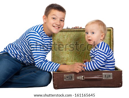 two beautiful boys  isolated on a white background
