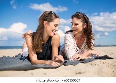 Two Beautiful Female Friends Lying On Stock Photo 606350507 | Shutterstock