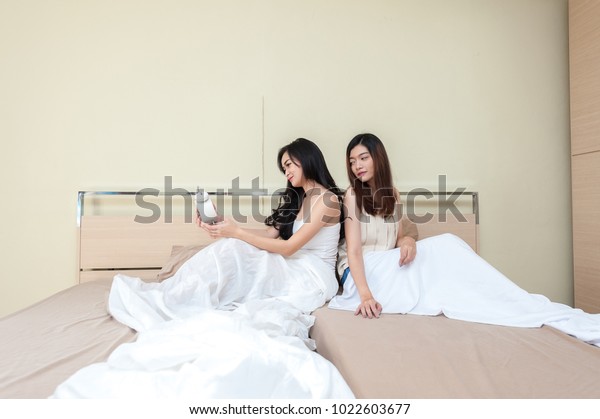 Two Beautiful Lesbian Roommate Happy Girls Stock Photo Edit Now