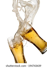 Two Beer Glasses Splash