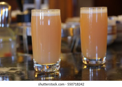 Two Bellini Cocktails In The Famous Harry's Bar, Venice