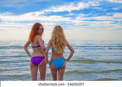 Two Bikini Models Posing On Beach Stock Photo 146026397 | Shutterstock