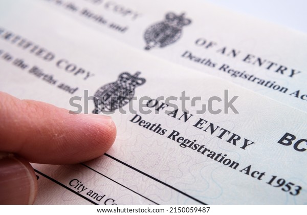 Two Birth Certificates released by HM Passport\
Office in 2021. Selective focus. Stoke-on-Trent, United Kingdom,\
April 13, 2022.